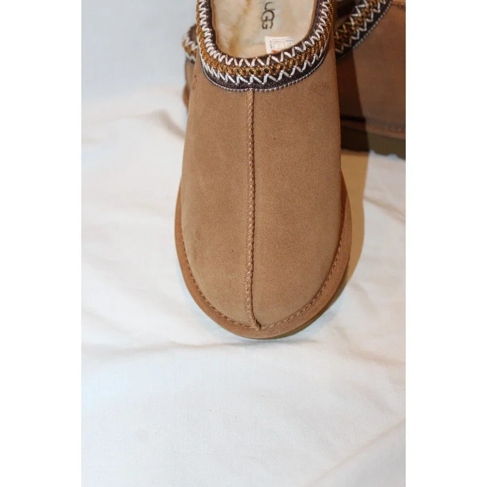 UGG MEN'S TASMAN II SUEDE SHEARLING LINED CLOG SLIPPERS CHESTNUT 11